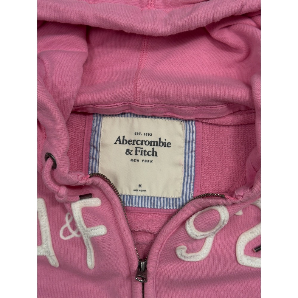 Abercrombie Fitch Pink A&F 92 Zip Up Hoodie Sweatshirt Women's Medium - Picture 5 of 7